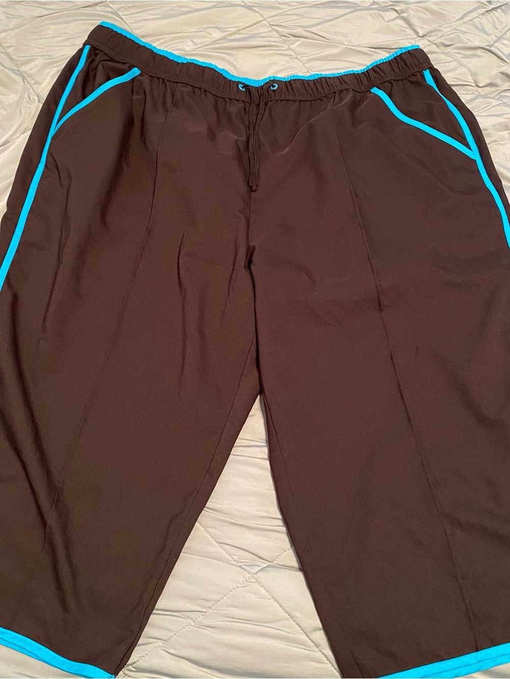 made for life polyester Black Capris with Blue Trim